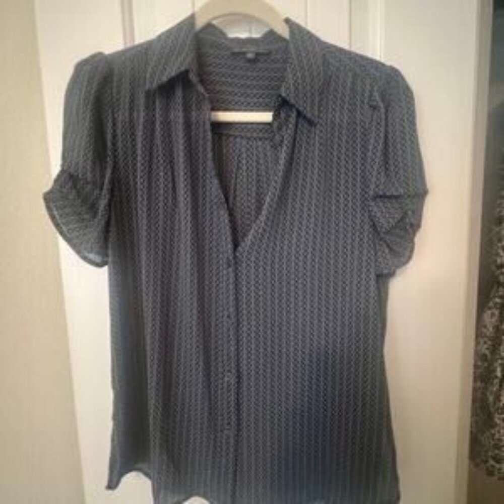 Navy and White Patterned Top